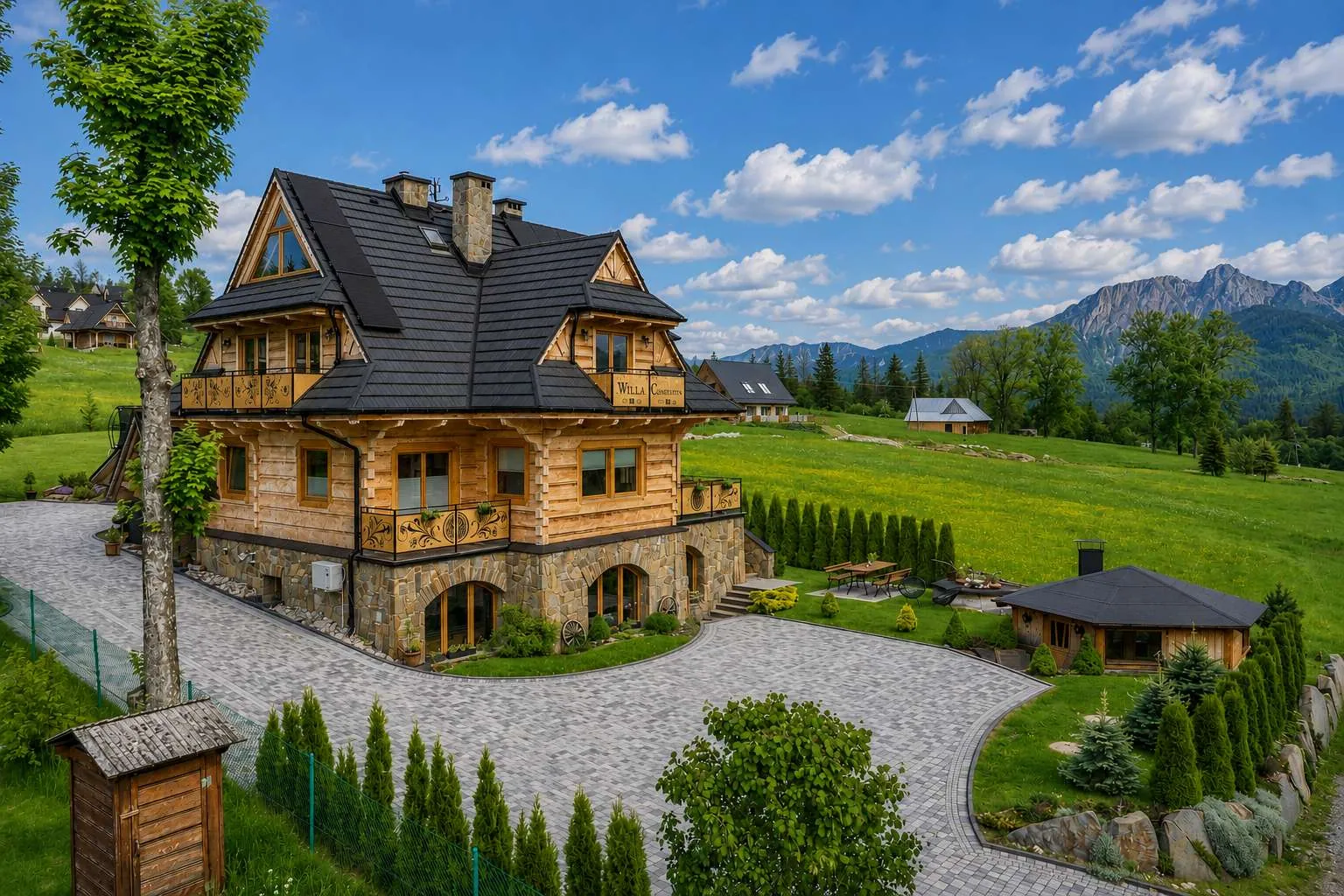 Willa Cetyniorka w Kościelisku z widokiem na Tatry